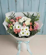 Букет цветов из:  Розы, Лизиантусы и Хризантемы в Терновской