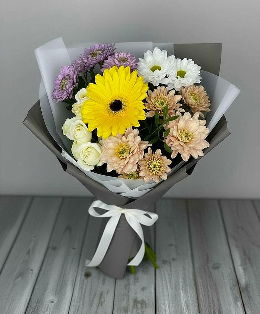 Букет цветов из: Розы, Герберы и Хризантемы в Терновской